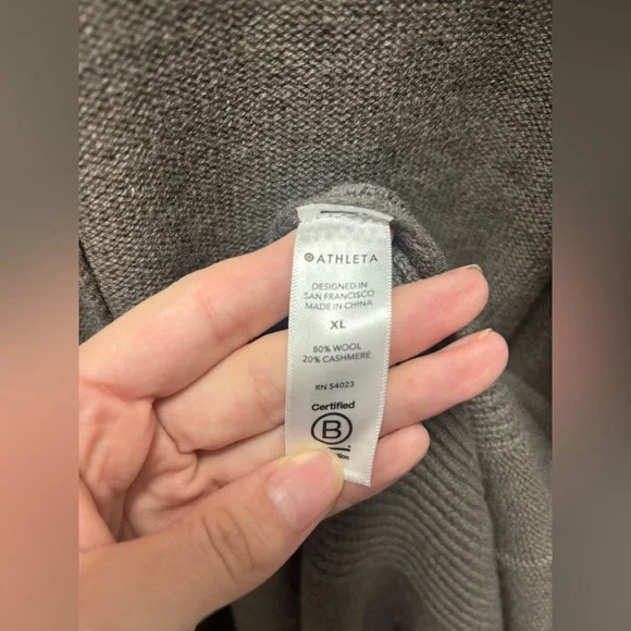 Athleta Spirit Wool Cashmere Blend Wrap Cardigan Brown Size XL - Picture 6 of 6